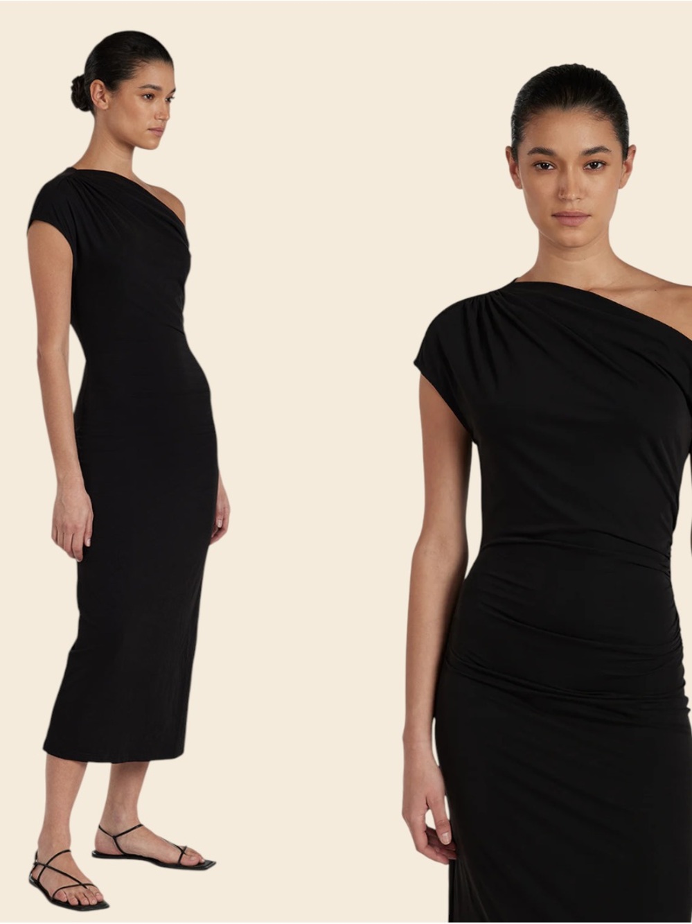 DISSH Rio One-Shoulder Black Midi Dress